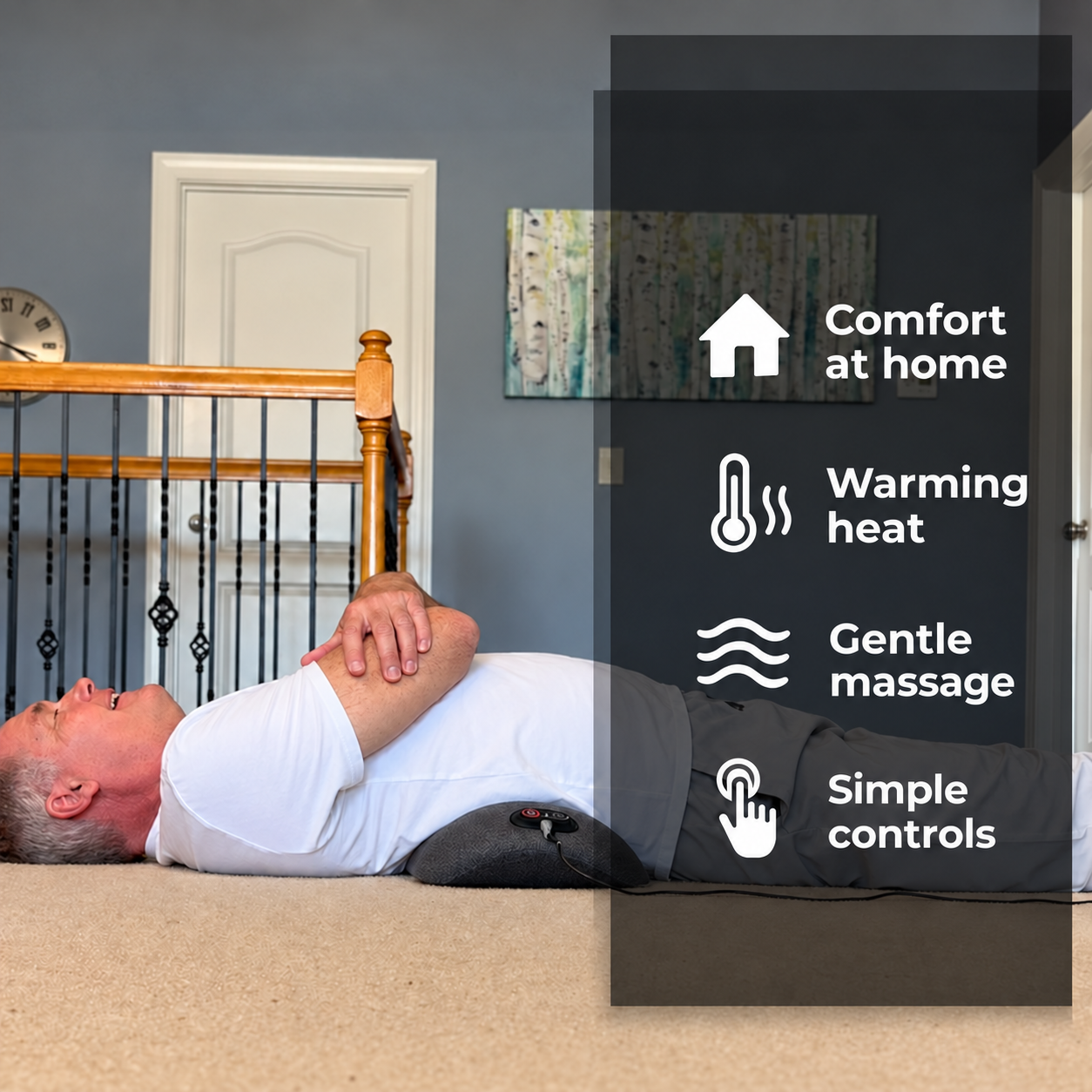 Positioning the massager under the lower back