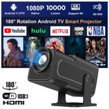 Projector with WiFi and Bluetooth, 4K Support Native 1080P Movie Projector, Outdoor Auto Focus Projector for Home Theater, Compatible with iOS Android Phone/TV Stick/Laptop